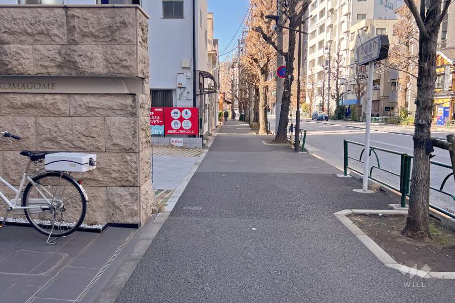 敷地東側の前面道路（南側から）