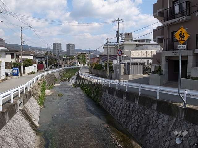 敷地の西側を流れる支多々川