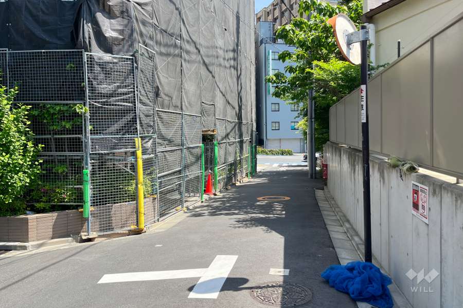 敷地南側の前面道路（西側から）