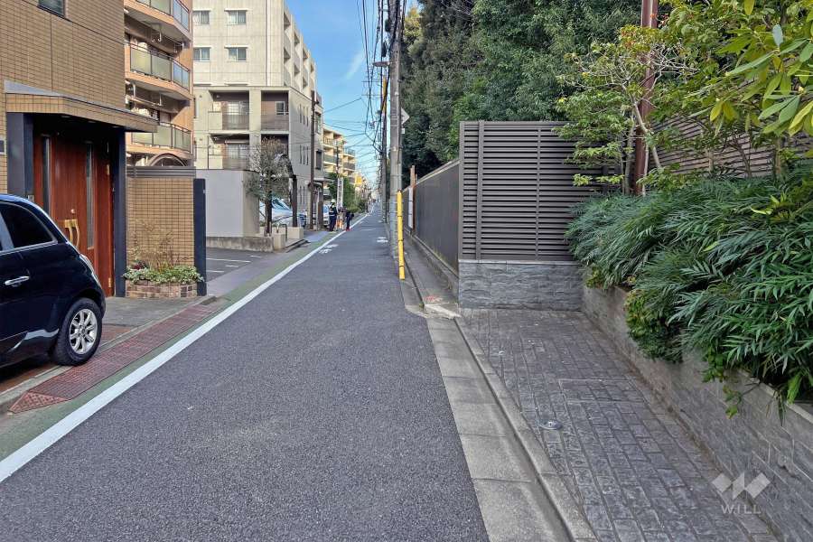 敷地の北側前面道路（西側から）
