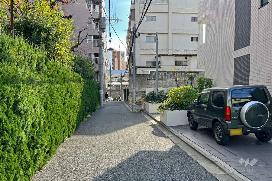 敷地の東側前面道路（北側から）