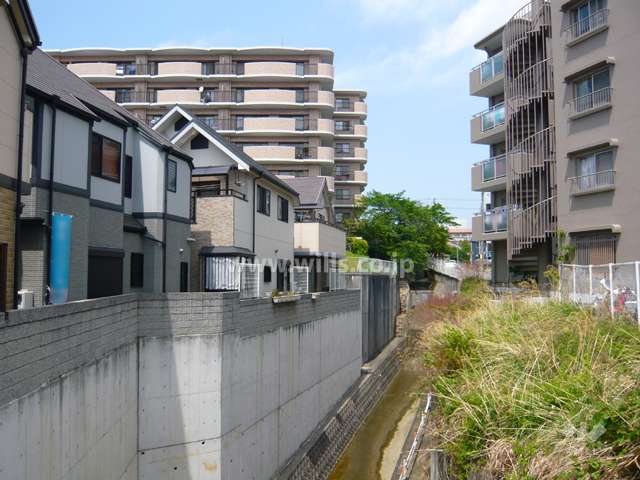 西側に水路が流れています。