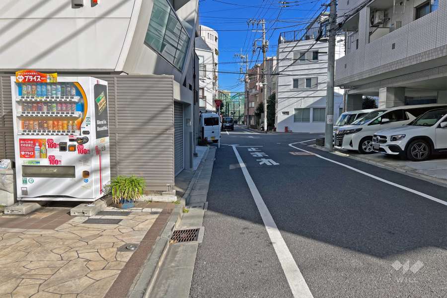 敷地の南側前面道路（西側から）