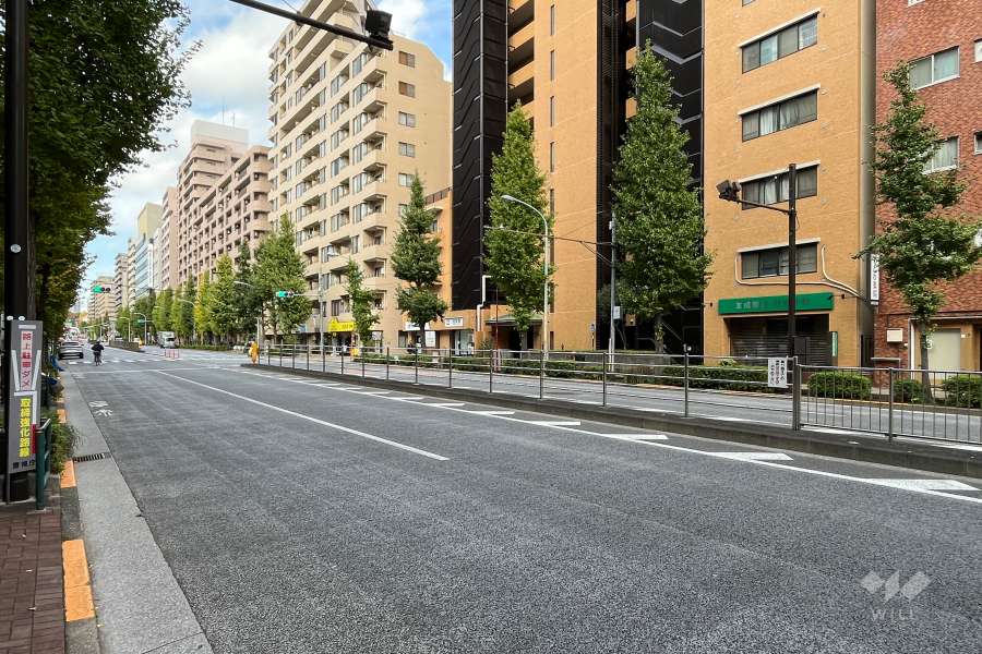敷地西側の前面道路