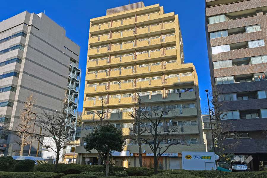 朝日関口マンションの外観（南東側から）