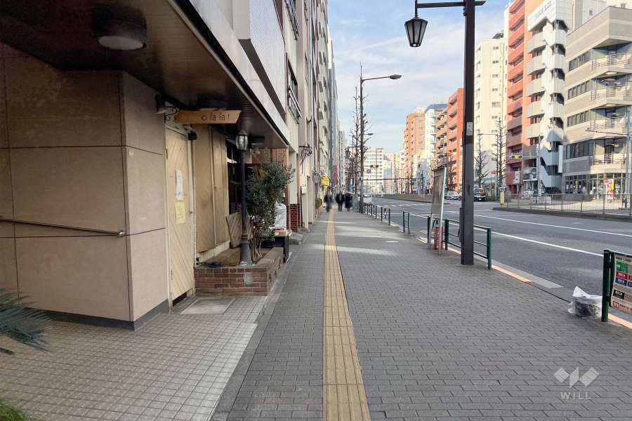 敷地北東側の前面道路（南東側から）