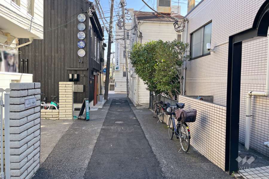 敷地北側の前面道路（西側から）