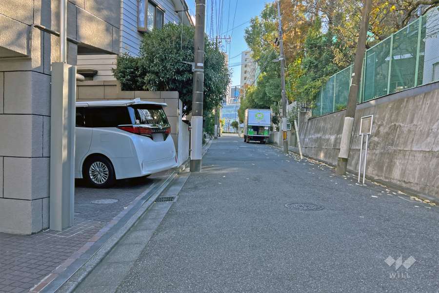 敷地の西側前面道路（北側から）