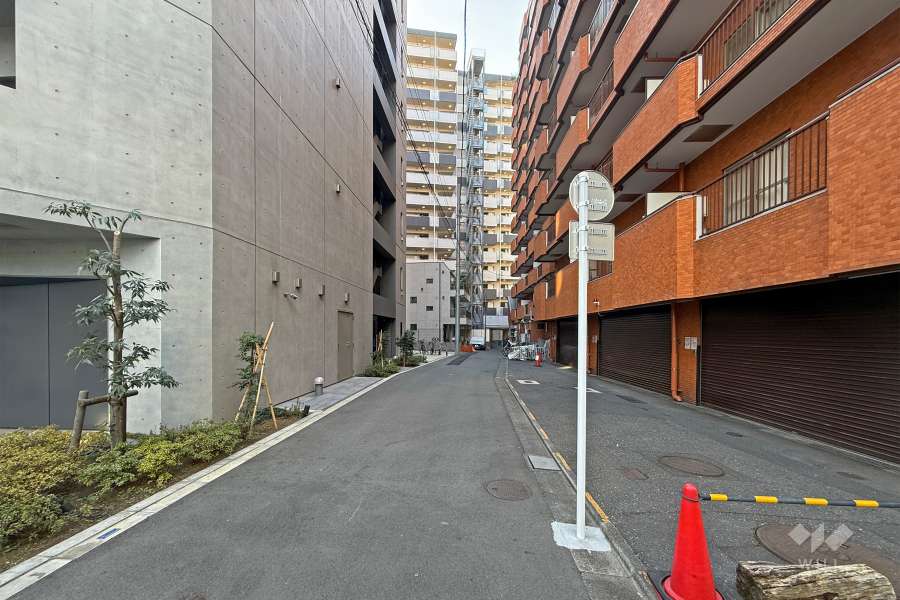 敷地の東側前面道路（北側から）