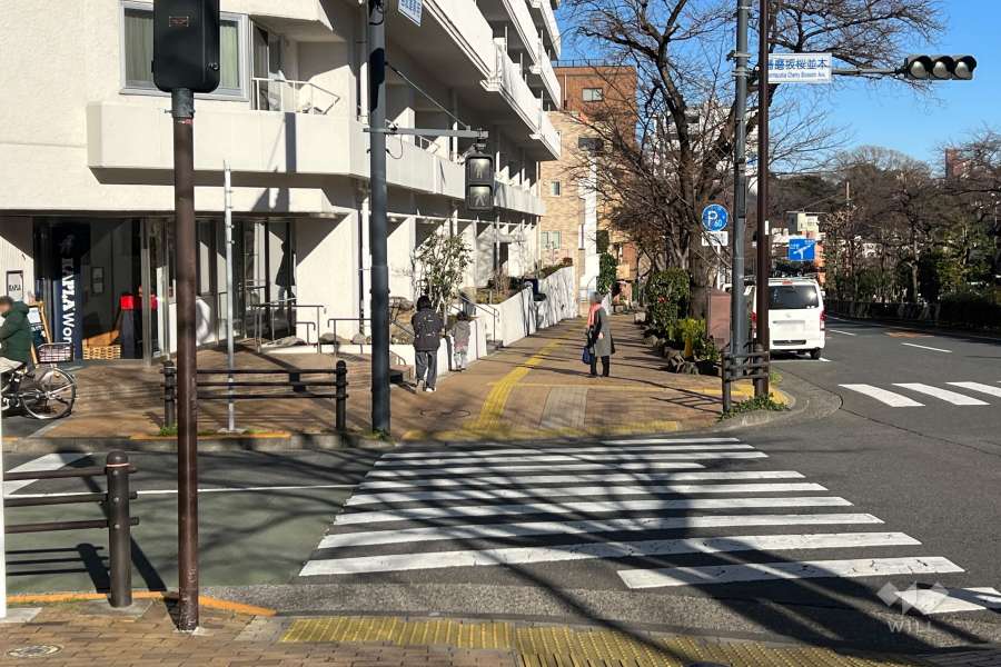 敷地の南東側前面道路（南西側から）