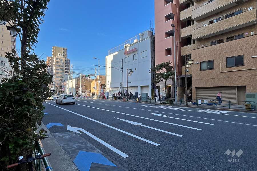 敷地南西側の前面道路（南東側から）
