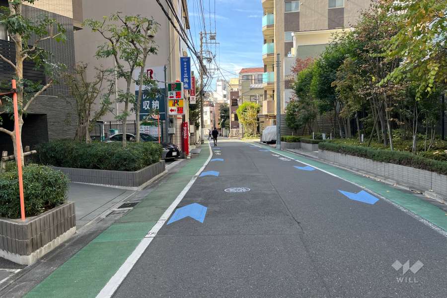 敷地の北側前面道路（東側から）