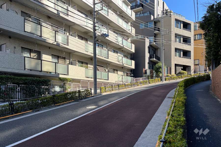 敷地西側の前面道路