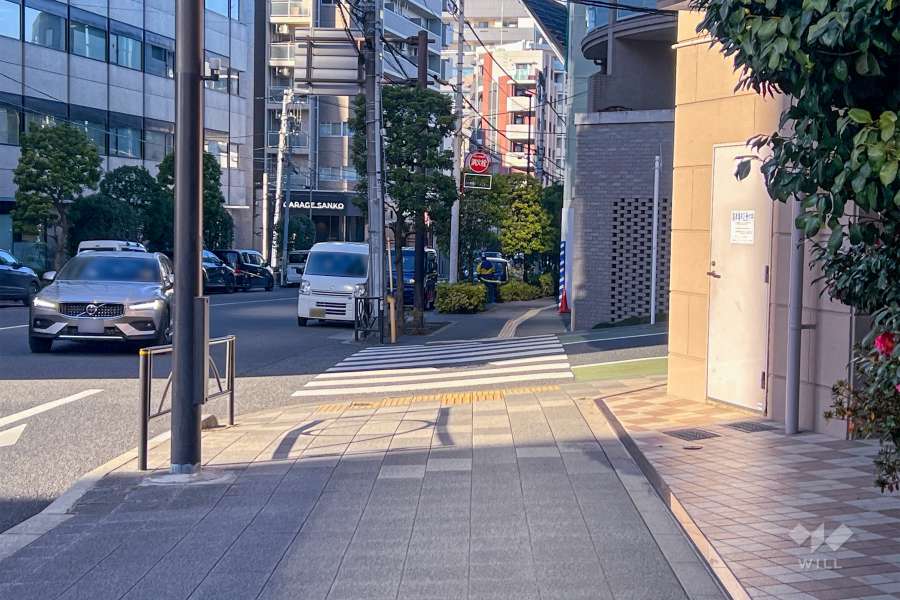 敷地南西側の前面道路（南東側から）