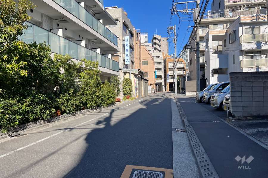 敷地の東側前面道路（南側から）