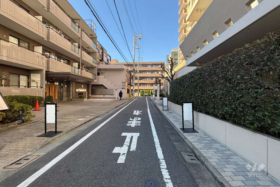 敷地の南側前面道路（東側から）