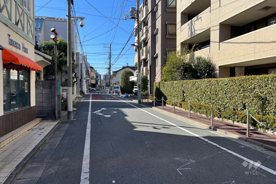敷地の東側前面道路（北側から）