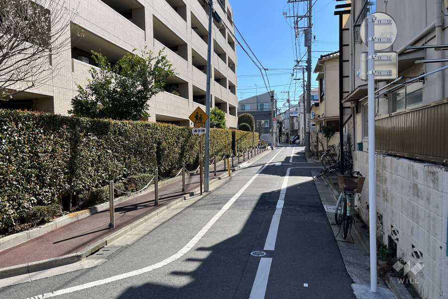 敷地の南側前面道路（西側から）