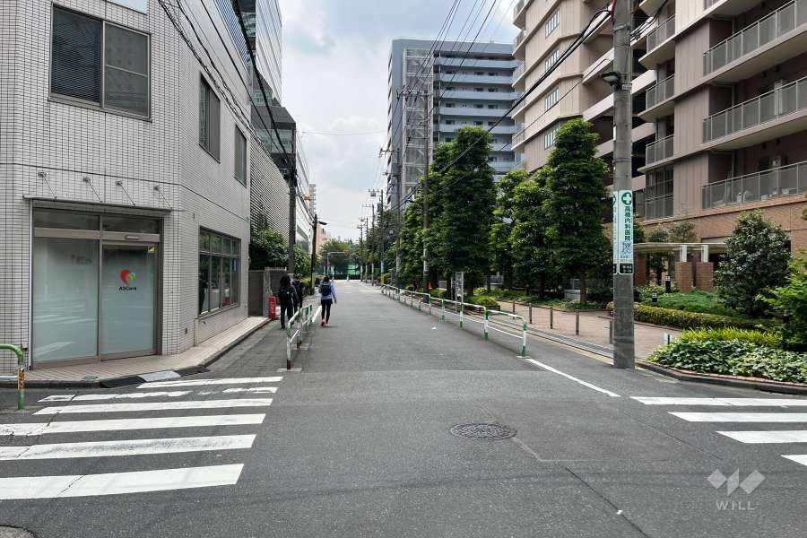 敷地の北東側前面道路（北西側から）