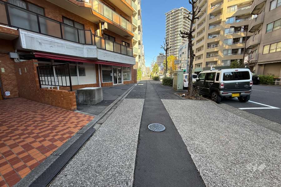 敷地の東側前面道路（南側から）