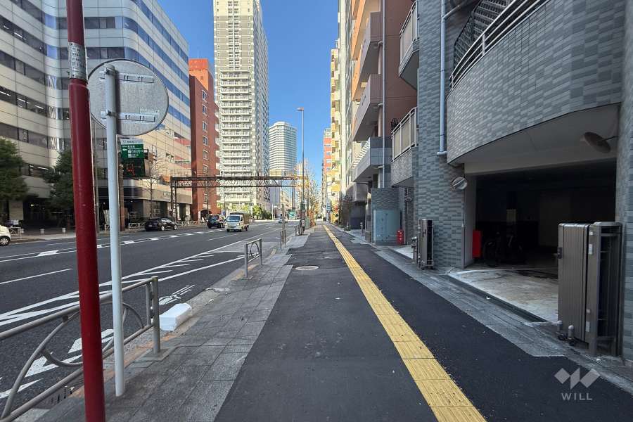 敷地の南西側前面道路（南東側から）