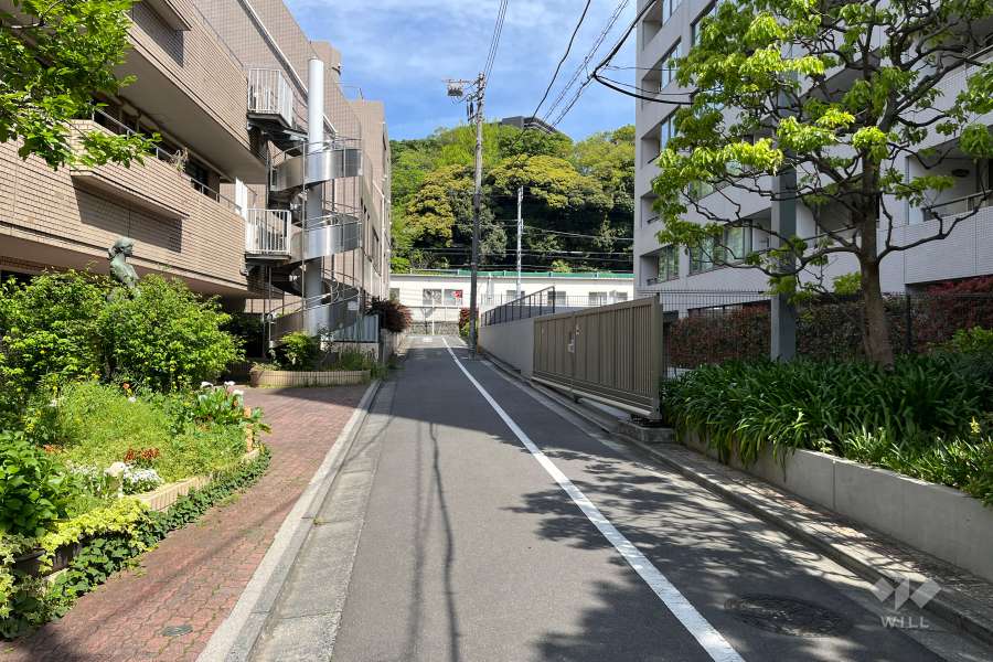 敷地西側の前面道路