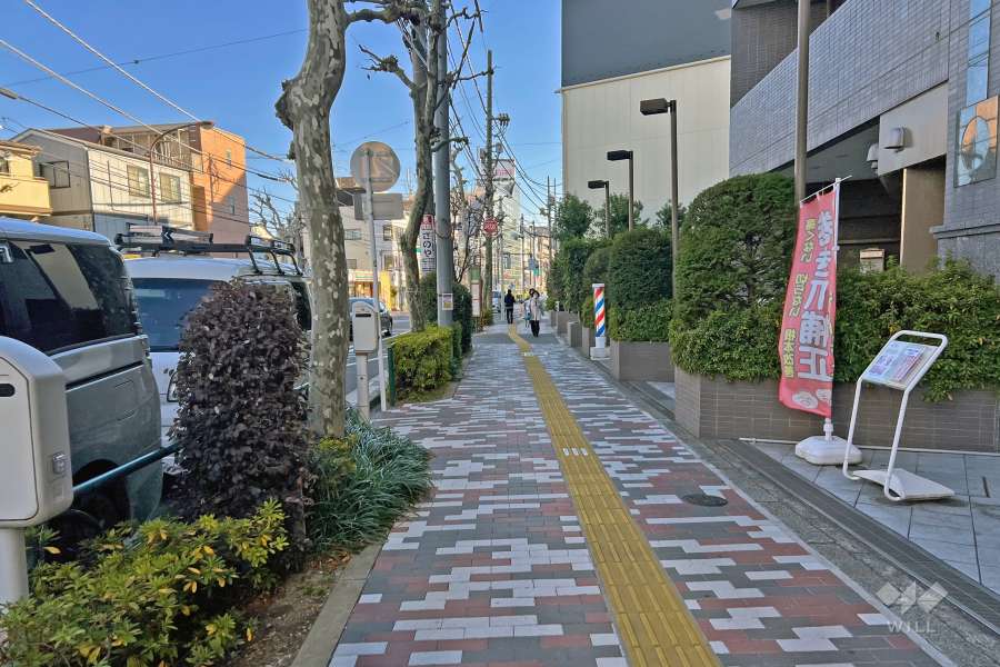 敷地の北東側前面道路（北西側から）