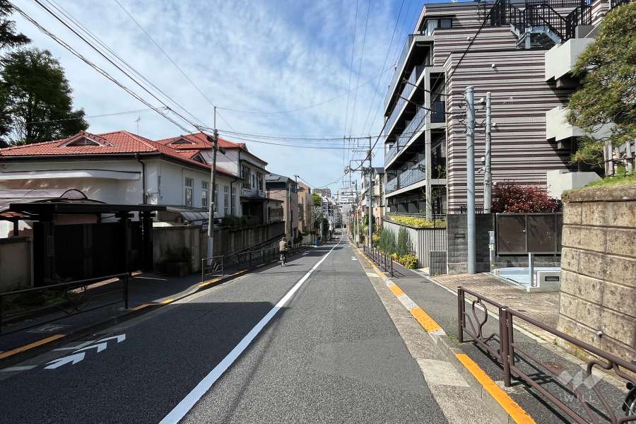 敷地の南側前面道路（東側から）