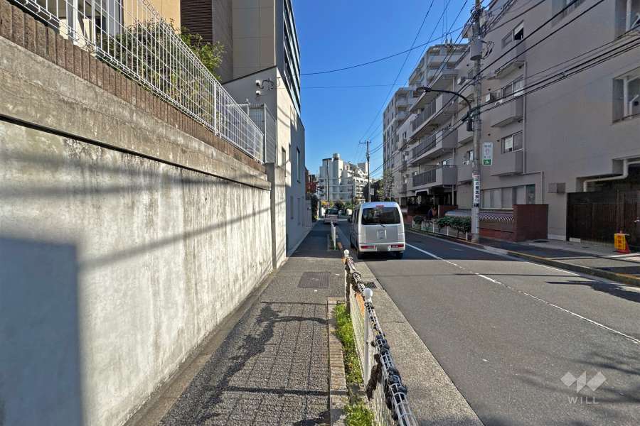 敷地の北側前面道路（西側から）