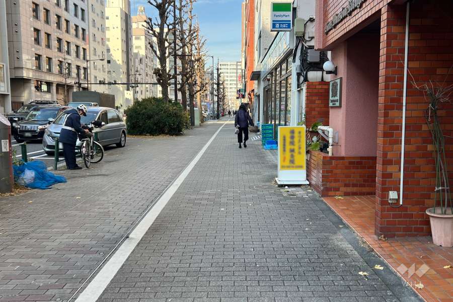 敷地の南西側前面道路（南東側から）