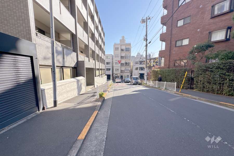 敷地南側の前面道路（西側から）