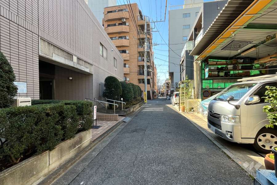 敷地の北西側前面道路（北東側から）