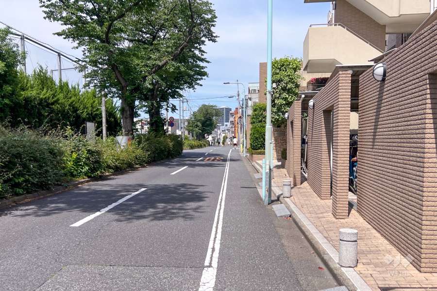 敷地北西側の前面道路（南西側から）