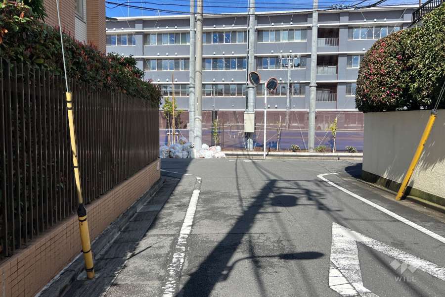 敷地の北東側前面道路（南東側から）