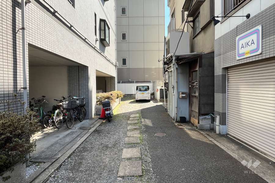 敷地の南西側前面通路路（北西側から）