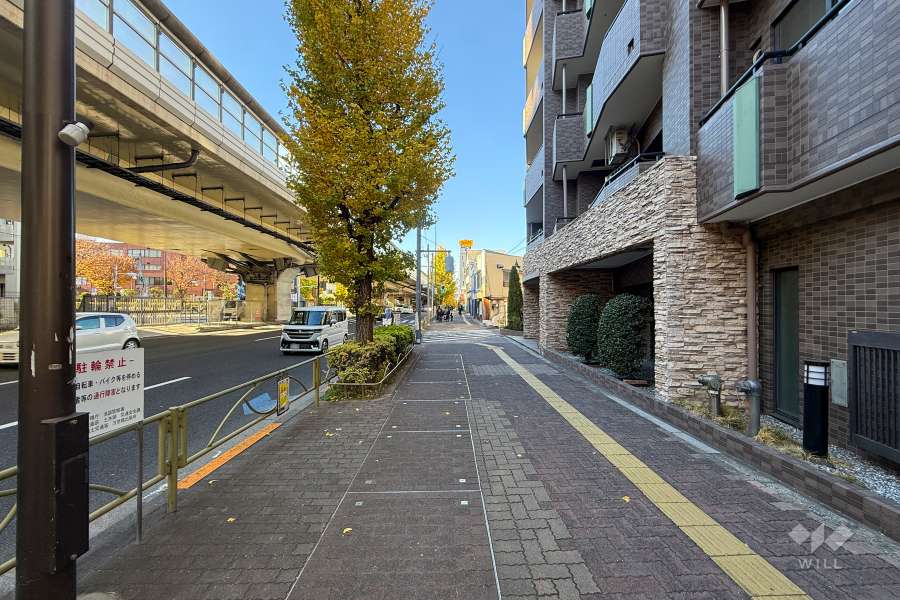敷地南西側の前面道路（南東側から）