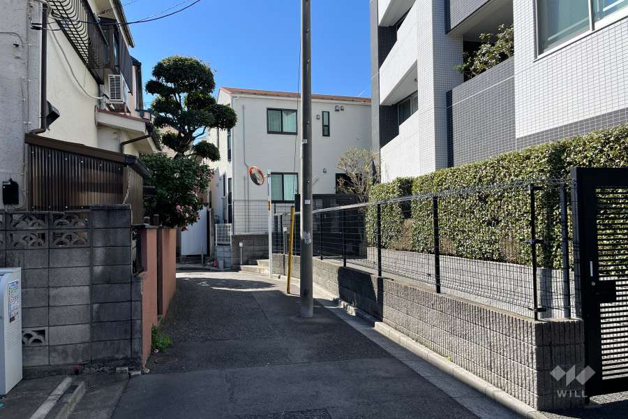 敷地の南側前面道路（東側から）