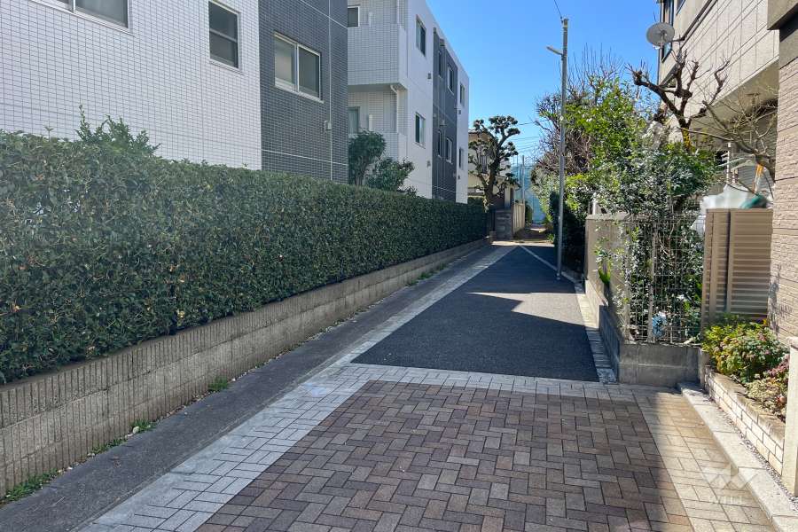 敷地の北側前面道路（東側から）
