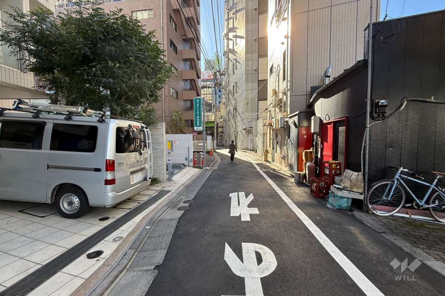 敷地の西側前面道路（北側から）