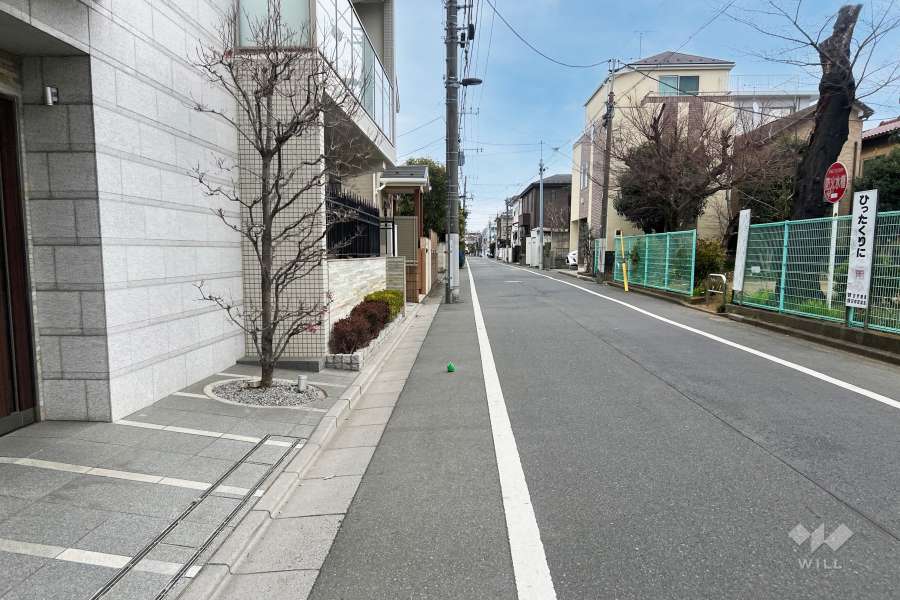 敷地の南側前面道路（西側から）