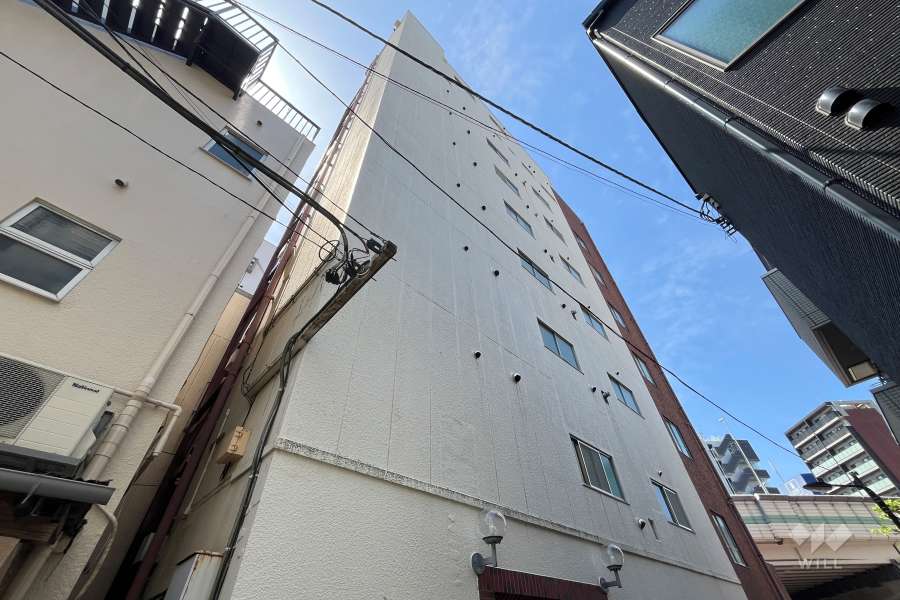 敷地の南西側前面道路（北東側から）