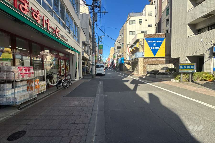 敷地の南西側前面道路（南東側から）