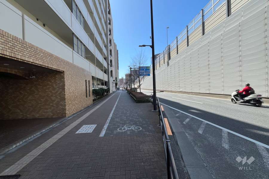 敷地の北西側前面道路（北東側から）