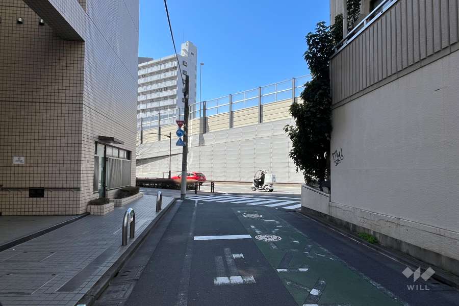 敷地の南側前面道路（東側から）