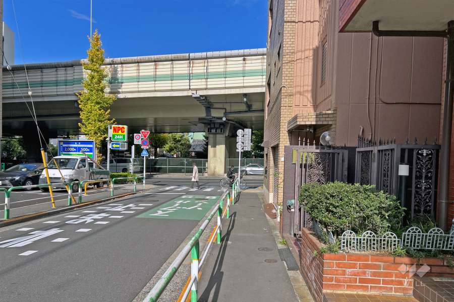 敷地の西側前面道路（南側から）