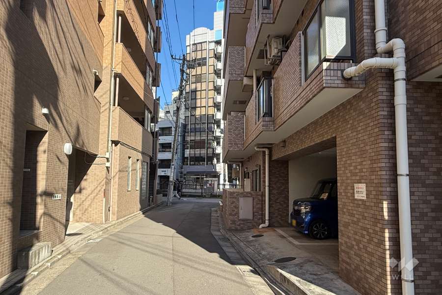 敷地西側の前面道路