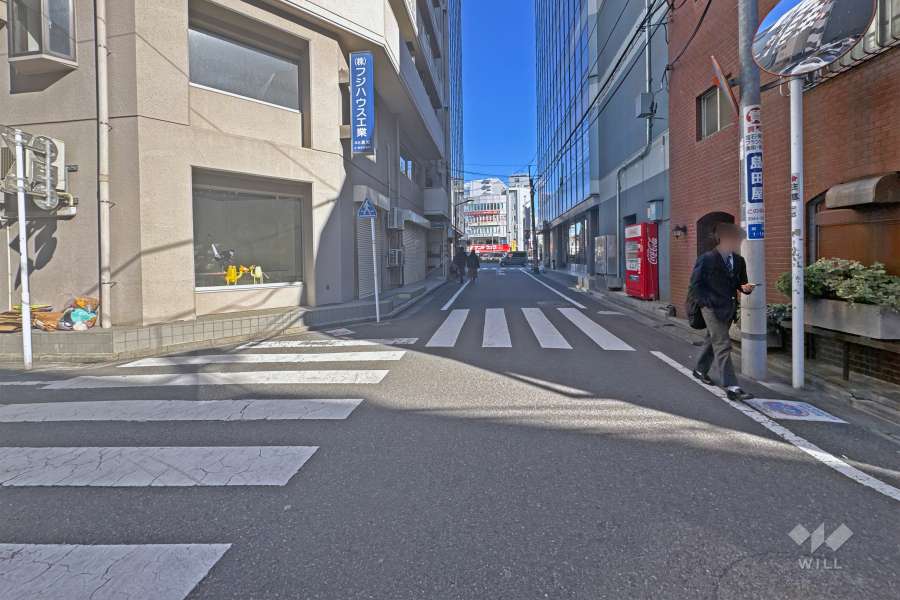 敷地の南東側前面道路（南西側から）