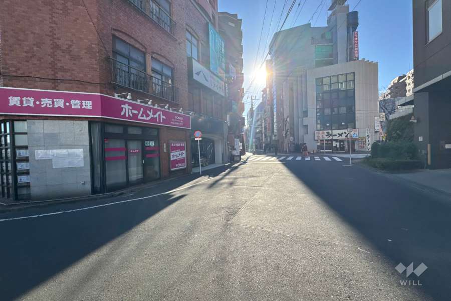 敷地南西側の前面道路（北西側から）