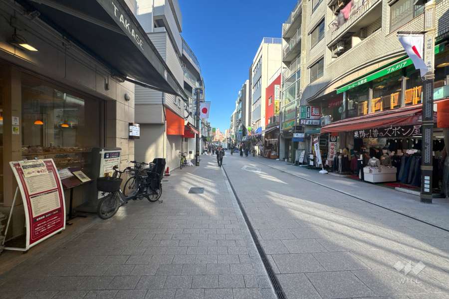 敷地の南西側前面道路（南東側から）