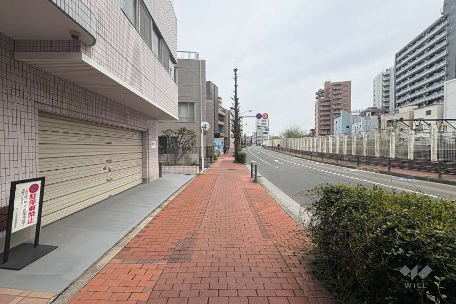 敷地南側の前面道路（西側から）